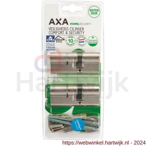 AXA dubbele veiligheidscilinder Comfort Security verlengd 30-45 mm vernikkeld SKG** set 2 stuks gelijksluitend blister - H21600110 - afbeelding 2