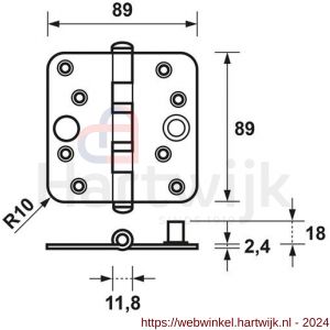 AXA veiligheidsscharnier nylonlager rondhoek - H21600238 - afbeelding 2