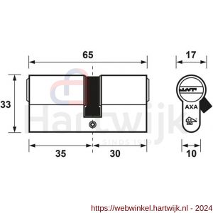 AXA dubbele veiligheidscilinder Comfort Security verlengd 30-35 mm vernikkeld SKG** blister - H21600118 - afbeelding 3