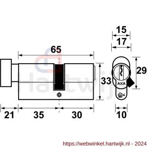 AXA knop veiligheidscilinder Security verlengd K35-30 mm vernikkeld SKG** - H21600018 - afbeelding 2