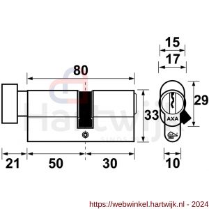 AXA knop veiligheidscilinder Security verlengd K50-30 mm vernikkeld SKG** - H21600033 - afbeelding 2