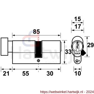 AXA knop veiligheidscilinder Security verlengd K55-30 mm vernikkeld SKG** - H21600036 - afbeelding 2
