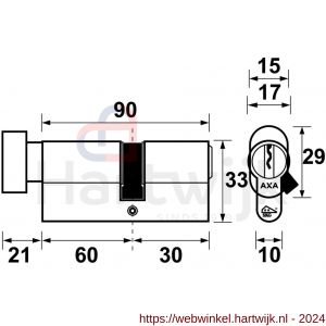 AXA knop veiligheidscilinder Security verlengd K60-30 mm vernikkeld SKG** - H21600038 - afbeelding 2