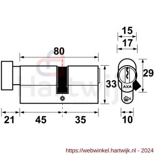 AXA knop veiligheidscilinder Security verlengd K45-35 mm vernikkeld SKG** - H21600030 - afbeelding 2