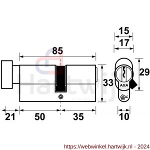 AXA knop veiligheidscilinder Security verlengd K50-35 mm vernikkeld SKG** - H21600034 - afbeelding 2