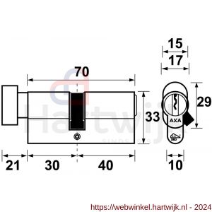 AXA knop veiligheidscilinder Security verlengd K30-40 mm vernikkeld SKG** - H21600013 - afbeelding 2