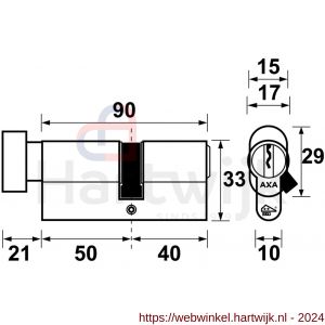 AXA knop veiligheidscilinder Security verlengd K50-40 mm vernikkeld SKG** - H21600035 - afbeelding 2
