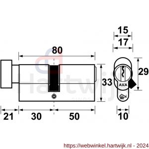 AXA knop veiligheidscilinder Security verlengd K30-50 mm vernikkeld SKG** - H21600015 - afbeelding 2
