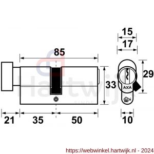 AXA knop veiligheidscilinder Security verlengd K35-50 mm vernikkeld SKG** - H21600022 - afbeelding 2