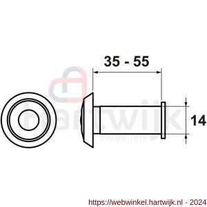 AXA deurspion 7824 180 graden 14 mm mat nikkel deurdikte 35-55 mm blister - H21600686 - afbeelding 2