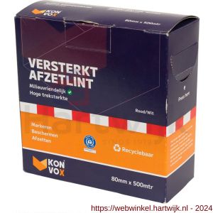 Konvox lint afzetband rood-wit 80 mm x 500 m - H50200426 - afbeelding 2
