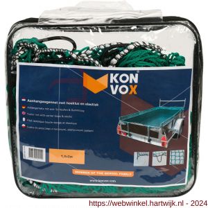 Konvox aanhangwagennet met hoeklussen en elastiek groen 150x200 cm - H50200846 - afbeelding 1