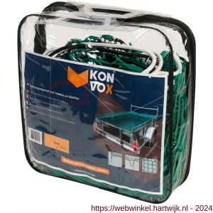 Konvox aanhangwagennet met hoeklussen en elastiek groen 200x300 cm - H50200849 - afbeelding 1