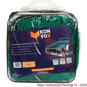 Konvox aanhangwagennet met hoeklussen en elastiek groen 200x350 cm - H50200850 - afbeelding 1