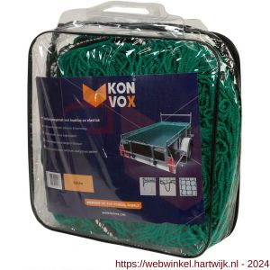 Konvox aanhangwagennet met hoeklussen en elastiek groen 200x350 cm - H50200850 - afbeelding 2