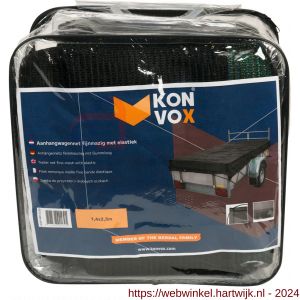 Konvox aanhangwagennet fijnmazig met elastiek 140x250 cm zwart - H50200859 - afbeelding 1