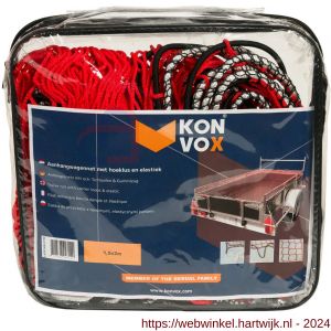 Konvox aanhangwagennet met hoeklussen en elastiek rood 150x200 cm - H50200854 - afbeelding 1