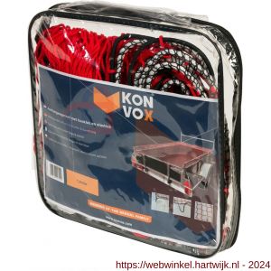 Konvox aanhangwagennet met hoeklussen en elastiek rood 150x200 cm - H50200854 - afbeelding 3