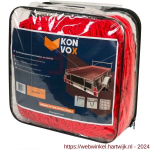 Konvox aanhangwagennet met hoeklussen en elastiek rood 250x450 cm - H50200857 - afbeelding 1