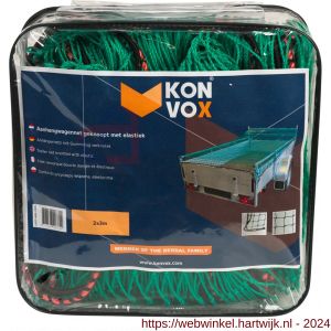 Konvox aanhangwagennet geknoopt met elastiek 2x3 m groen HDPE - H50200844 - afbeelding 1
