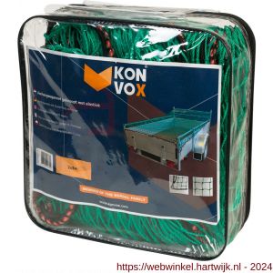 Konvox aanhangwagennet geknoopt met elastiek 2x3 m groen HDPE - H50200844 - afbeelding 3
