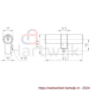 Nemef dubbele Europrofielcilinder 111/9 3 sleutels per 3 stuks gelijksluitend - H19500032 - afbeelding 2