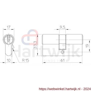 Nemef dubbele Europrofielcilinder 132/9 3 sleutels per 2 stuks gelijksluitend - H19500065 - afbeelding 2