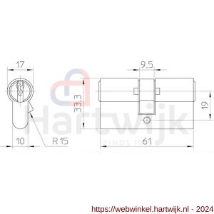 Nemef dubbele Europrofielcilinder 142/8 3 sleutels verschillend sluitend - H19500114 - afbeelding 2