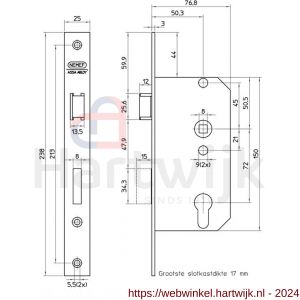 Nemef deurslot PC-uitsparing 569/4-50 DR draairichting 2+4 bulk per 5 - H19500647 - afbeelding 2