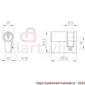Nemef enkele Europrofielcilinder 806/6 3 sleutels verschillend sluitend - H19500049 - afbeelding 2