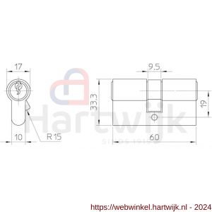 Nemef dubbele Europrofielcilinder 811/7 3 sleutels verschillend sluitend - H19500042 - afbeelding 2