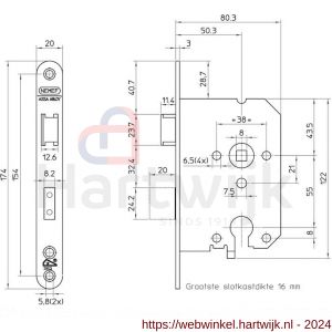 Nemef veiligheidsdeurslot PC-uitsparing 1279/17-50 DR draairichting 1+3 blister - H19500806 - afbeelding 2