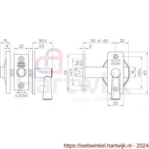 Nemef WC-grendelgarnituur 2705/4-60 mm - H19502479 - afbeelding 2