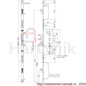 Nemef veiligheidsmeerpuntssluiting Comforte dubbelzijdige krukvrijloop voordeur PC-uitsparing 4917/81-65 - H19501519 - afbeelding 2