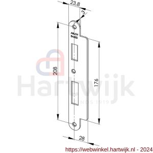 Abloy sluitplaat voor stompe deur met verlengde lip EA322-8 mm - H19501869 - afbeelding 2