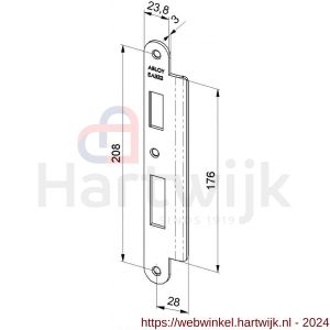 Abloy sluitplaat voor stompe deur verlengde lip EA332/2.4 - H19502063 - afbeelding 1