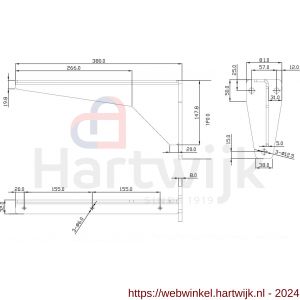 Dolle JIB 380 plankdrager extra zware XXL uitvoering 380x180 mm staal 5 mm schroefgat diameter 12 mm vuurverzinkt - H30204975 - afbeelding 2