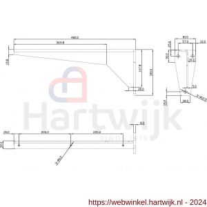 Dolle JIB 480 plankdrager extra zware XXL uitvoering 480x180 mm staal 5 mm schroefgat diameter 12 mm vuurverzinkt - H30204976 - afbeelding 2