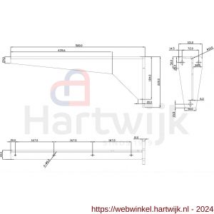 Dolle JIB 580 plankdrager extra zware XXL uitvoering 580x180 mm staal 6 mm schroefgat diameter 14 mm vuurverzinkt - H30204977 - afbeelding 2