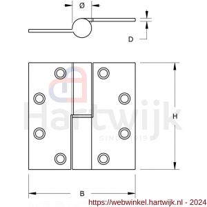 Dulimex DX H178D89892115 kogelstiftpaumelle rechte hoeken 89x89 mm doorgezette knoop links staal verzinkt SKG*** - H30204877 - afbeelding 2