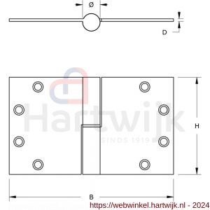 Dulimex DX H178150892125 kogelstiftpaumelle rechte hoeken 89x150 mm rechts staal verzinkt SKG*** - H30204884 - afbeelding 2