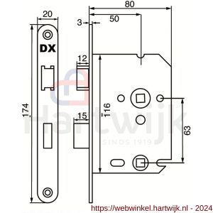 Dulimex DX WBS-50-WBBE WC-badkamerslot doornmaat 50 mm ronde voorplaat zwart inclusief rechthoekige sluitplaat - H30204201 - afbeelding 2