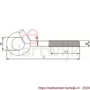 Dulimex DX 375-10E bevestigingshaak met metrische draad 145x10 mm verzinkt - H30200554 - afbeelding 2