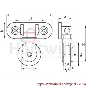 Dulimex DX 957-40E scharnierkatrol enkel polyamide wiel 40 mm elektrolytisch verzinkt per stuk gelabeld - H30204760 - afbeelding 2