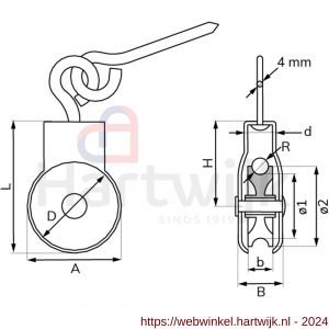 Dulimex DX BKM.3206-ZB markieskatrol schroefoog polyamide wiel 32 mm verzinkt 1 stuk op kaart - H30204842 - afbeelding 2