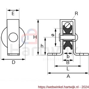 Dulimex DX 961-25E staande katrol enkel open behuizing polyamide wiel 25 mm elektrolystisch verzinkt per stuk gelabeld - H30204767 - afbeelding 2