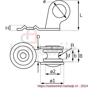 Dulimex DX 964-12E katrol enkel universeel messing wiel 12 mm elektrolytisch verzinkt per stuk gelabeld - H30204774 - afbeelding 2