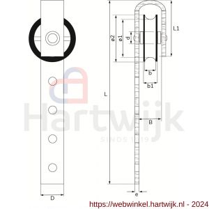 Dulimex DX 966-105E schuifdeur hangrol polyamide wiel 105 mm elektrolytisch verzinkt per stuk gelabeld - H30204780 - afbeelding 2