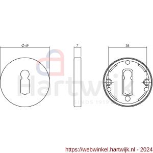 Intersteel Living 3186 sleutelplaatje kunststof verdekt diameter 49x7 mm messing ongelakt - H26007587 - afbeelding 2