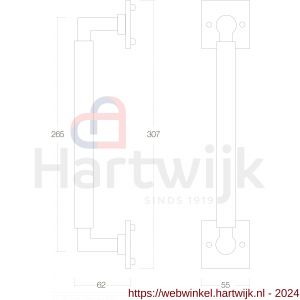 Intersteel Living 4261 greep Bau-stil 250 mm op rozet vierkant messing gelakt - H26001986 - afbeelding 2